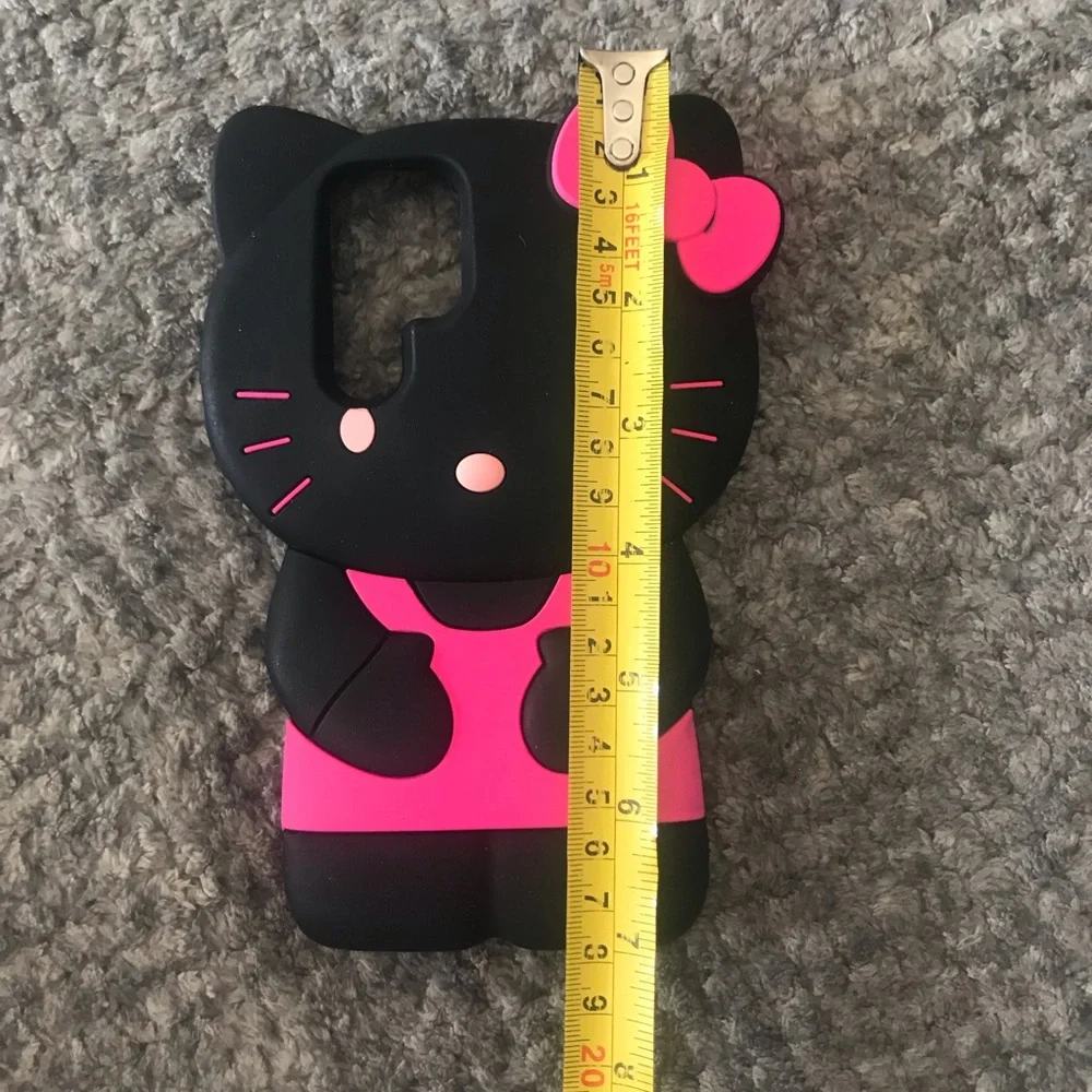 Woman’s Black Hello Kitty Thick Silicone Phone Case with Pink Accents